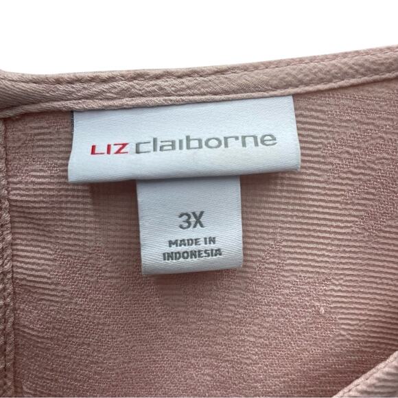 Liz Claiborne Blush Pink Knit Top Dandelion Embossed Button Shoulders Size 3X - Picture 7 of 10